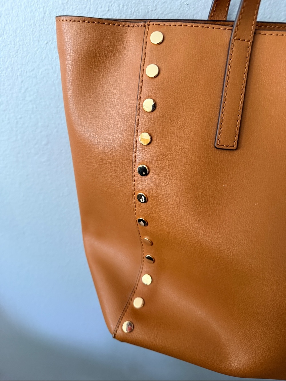 Michael Kors Rivington Gold Studded Cognac Leather Tote - Picture 8 of 14